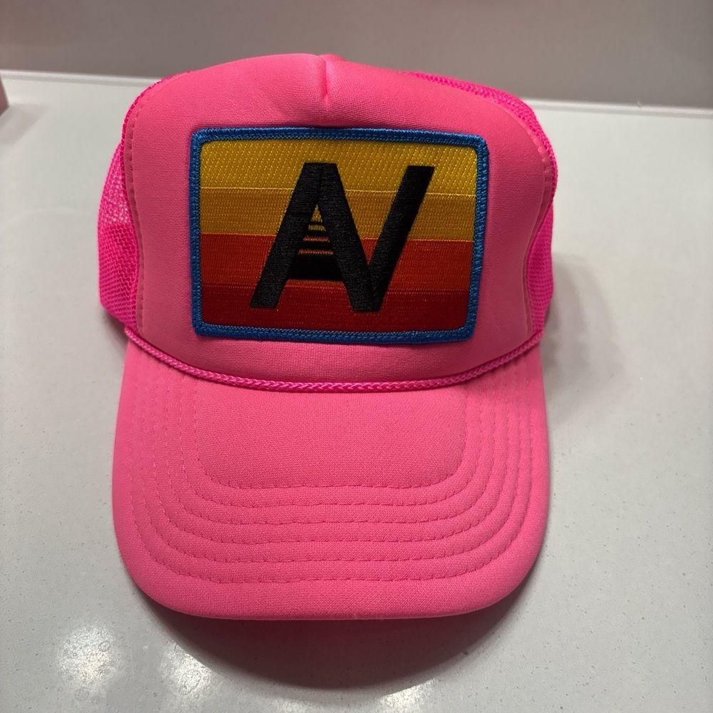 Aviator Nation Pink Trucker Hat with Multicolor Patch
